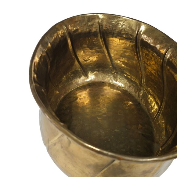 Vintage Hammered Brass Oval Planter 11x9 Mid-Century Modern Decor - Picture 5 of 13